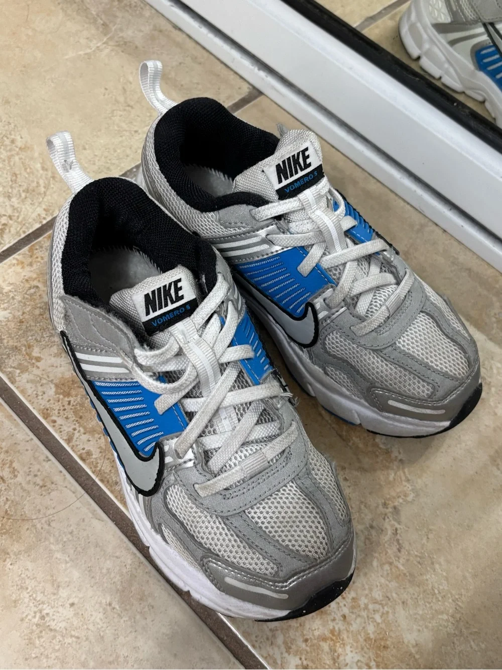 Nike Kids Gray and Blue Athletic Sneakers